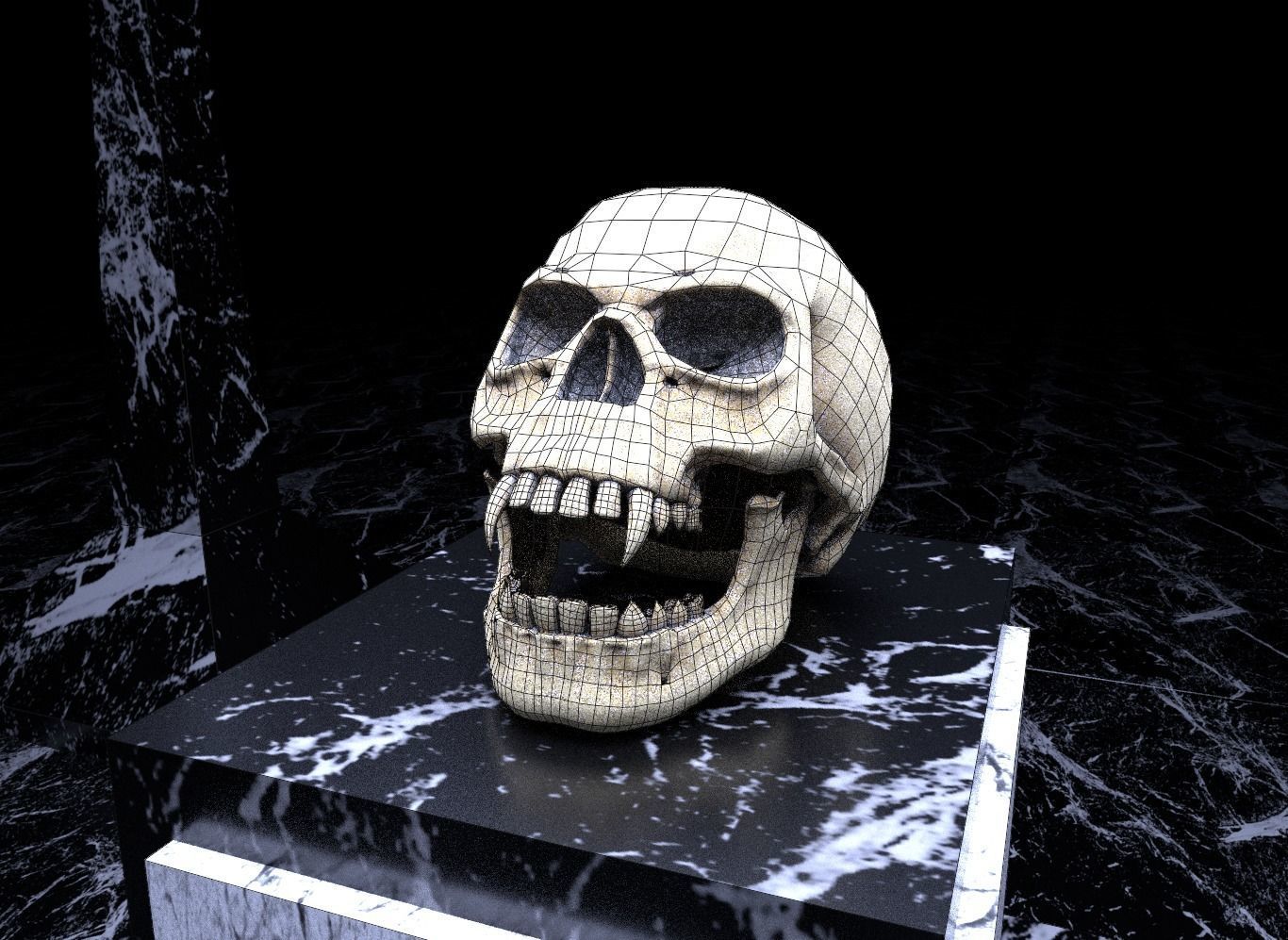 Vampire Skull Low-poly 3D model_4