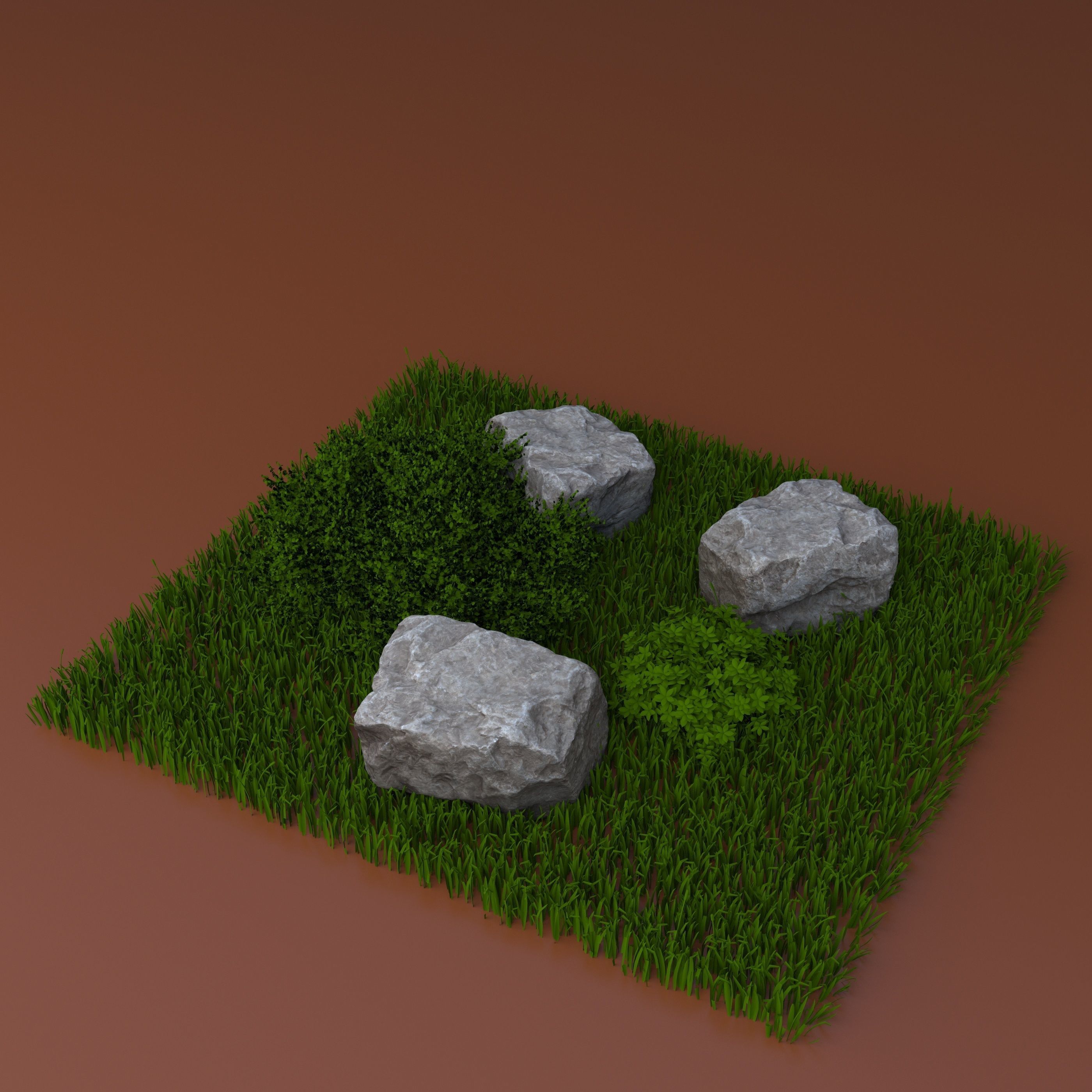  Grass and stones 3D model_1