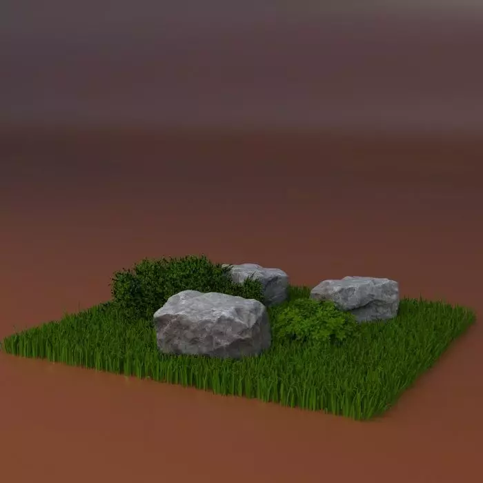  Grass and stones 3D model_0