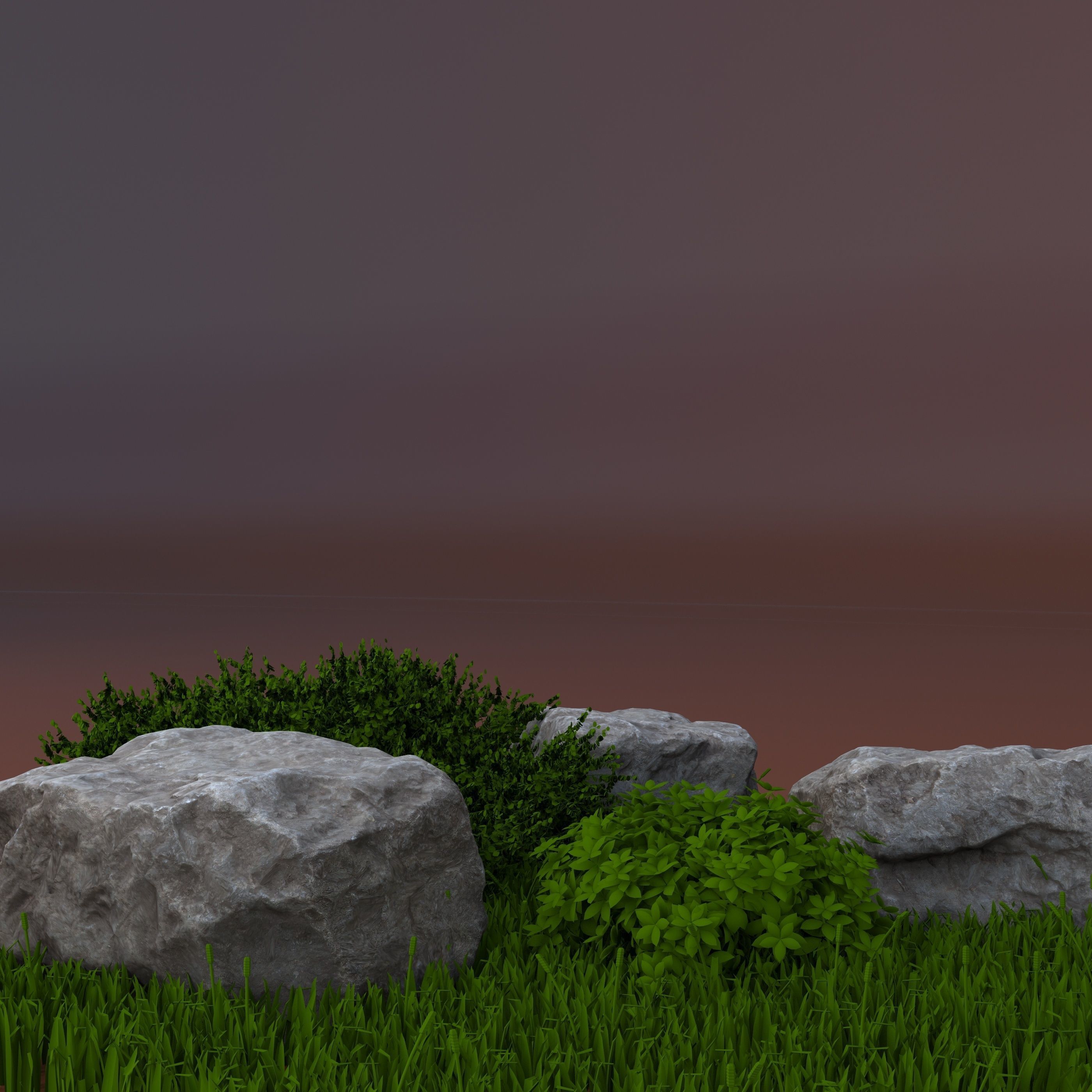  Grass and stones 3D model_2