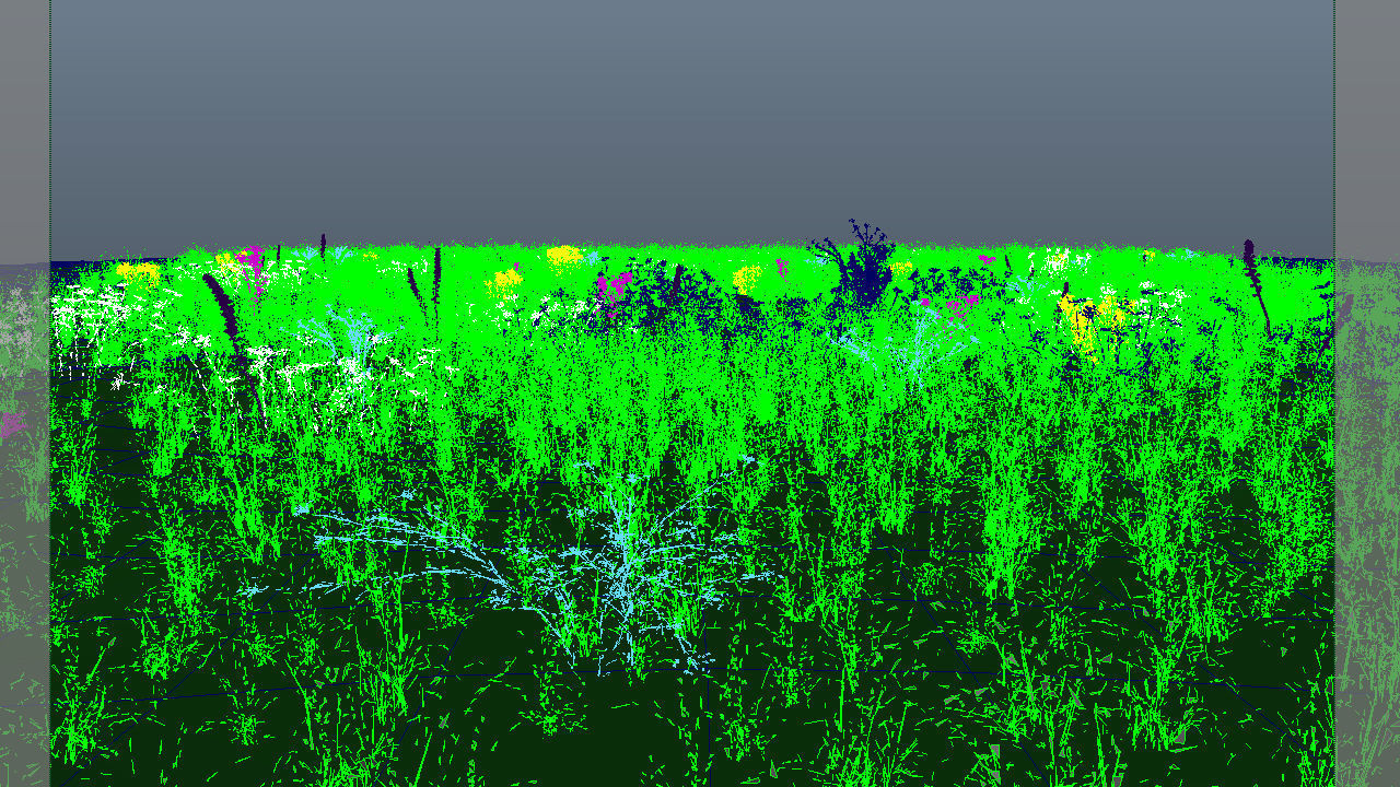 Grass flowers scene 3D model_2