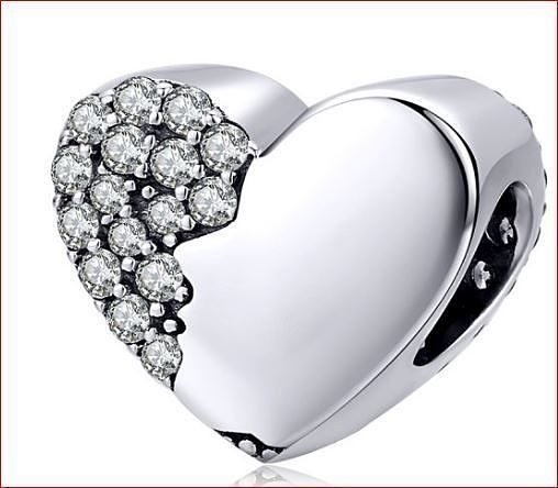 Beads cz heart charm for pandora bracelet 3D print model