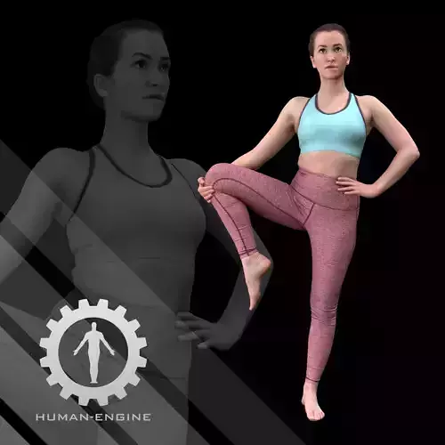 Female Scan - Katia 14 Yoga Pose Low-poly 3D model
