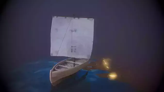 Knarr - Medieval Sailboat Low-poly 3D model