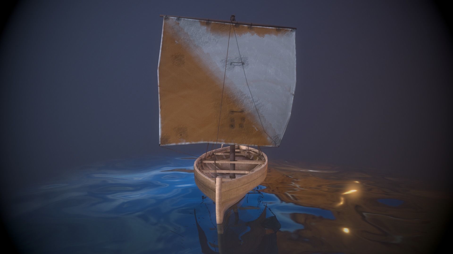 Knarr - Medieval Sailboat Low-poly 3D model Low-poly 3D model_4