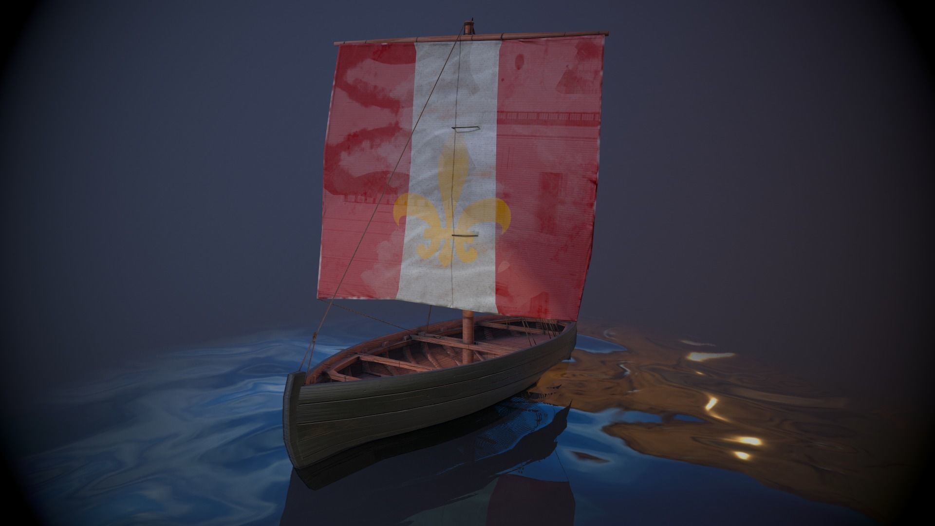 Knarr - Medieval Sailboat Low-poly 3D model Low-poly 3D model_1