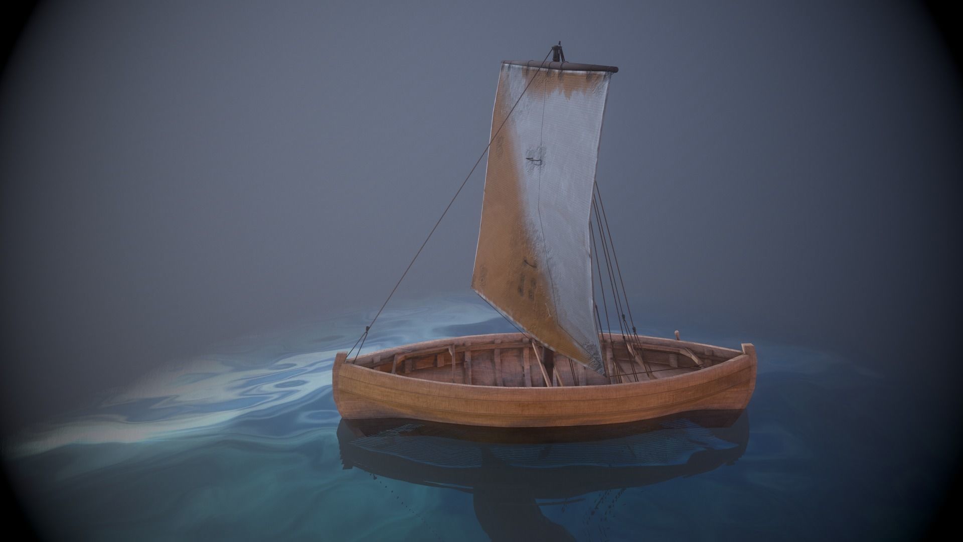 Knarr - Medieval Sailboat Low-poly 3D model Low-poly 3D model_5