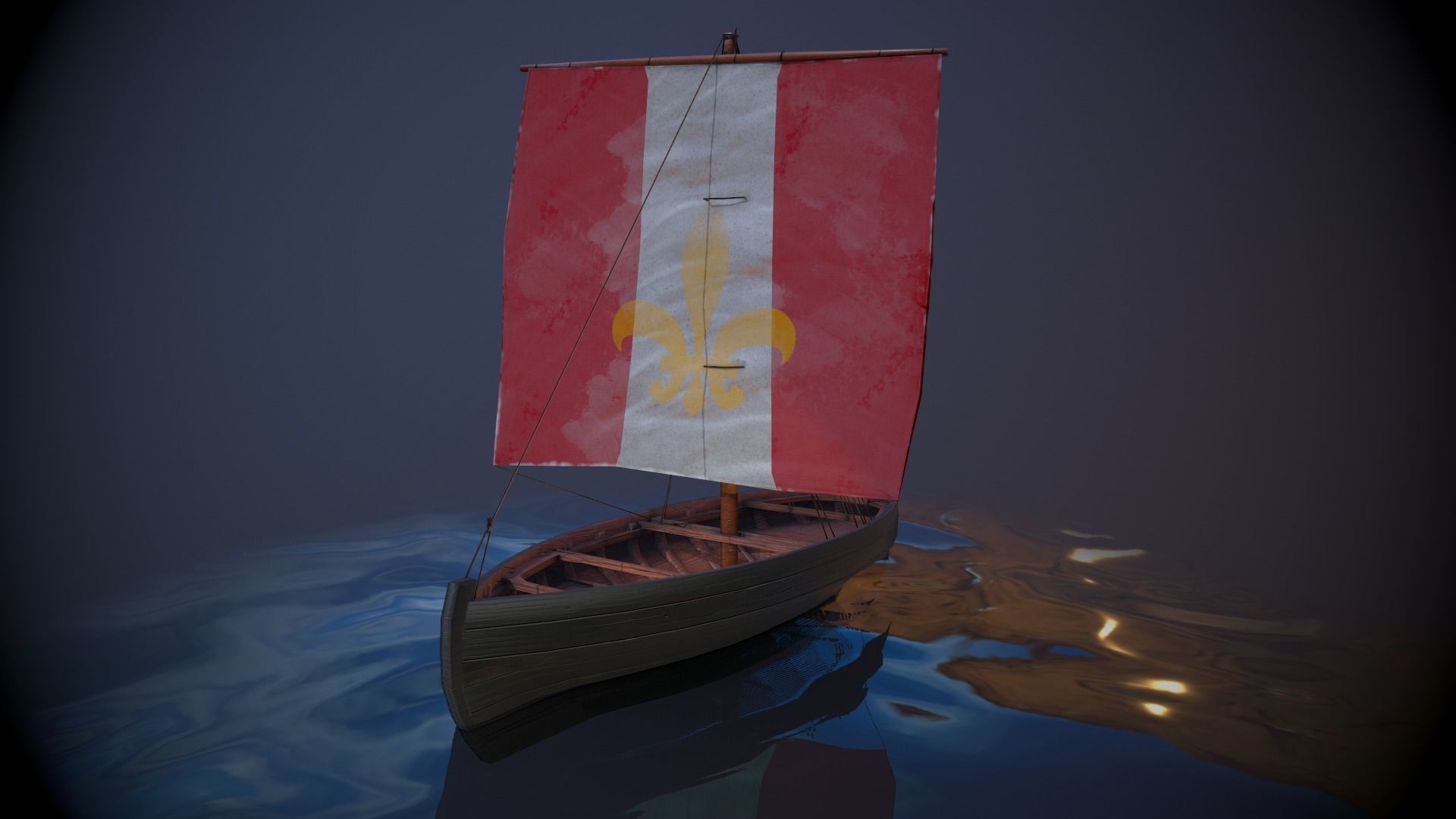 Knarr - Medieval Sailboat Low-poly 3D model Low-poly 3D model_6
