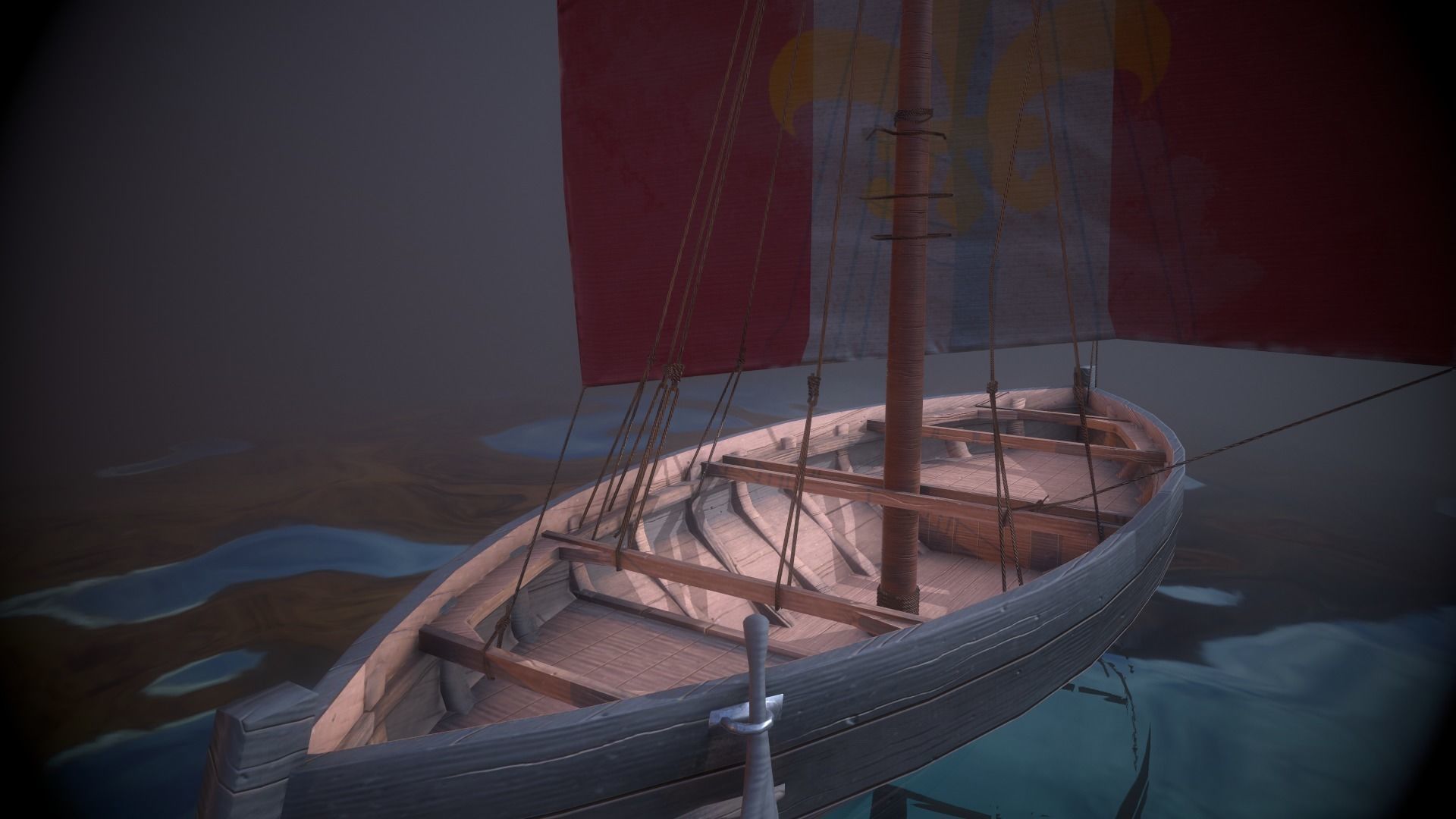 Knarr - Medieval Sailboat Low-poly 3D model Low-poly 3D model_13