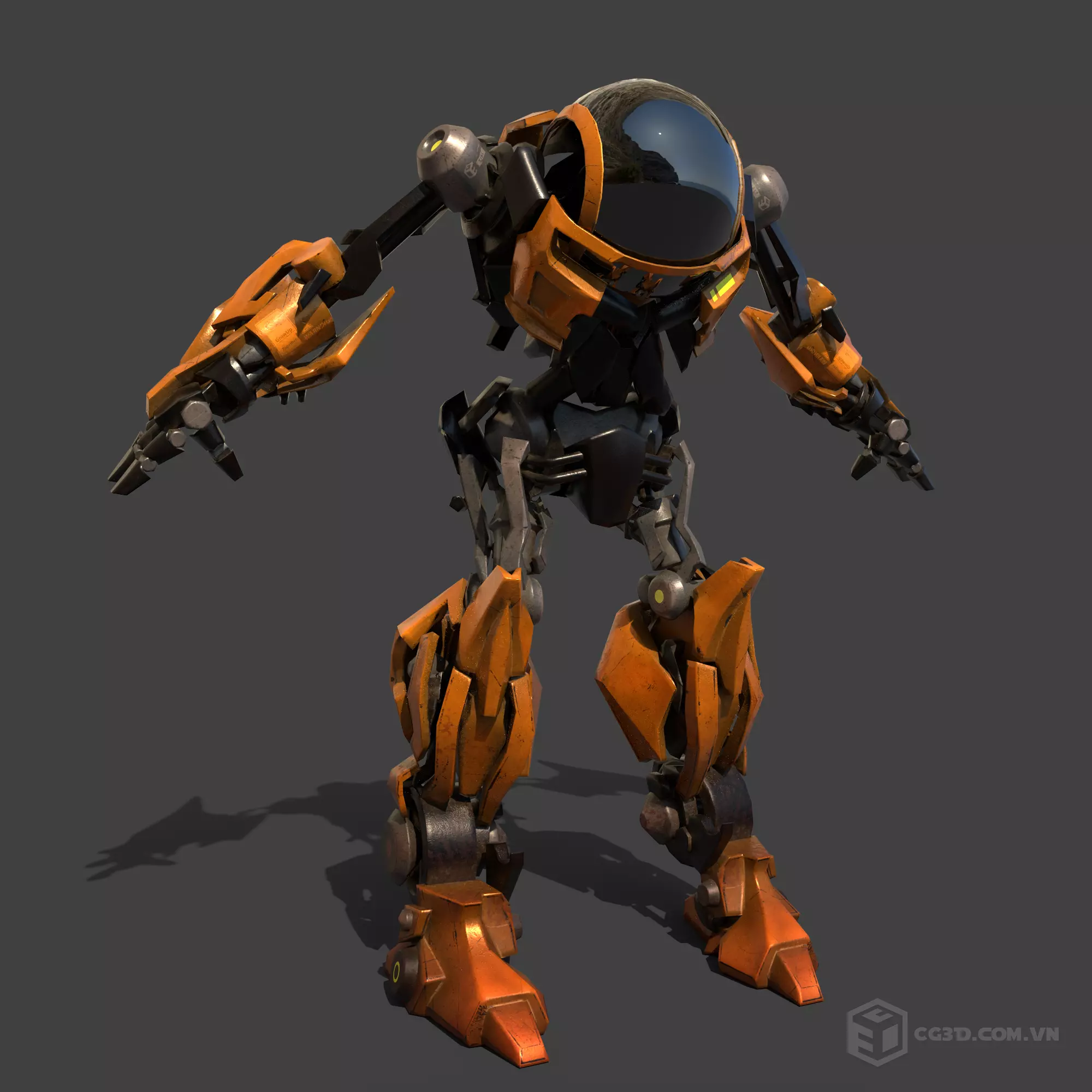 RoboTran orange and robot Low-poly 3D model_0