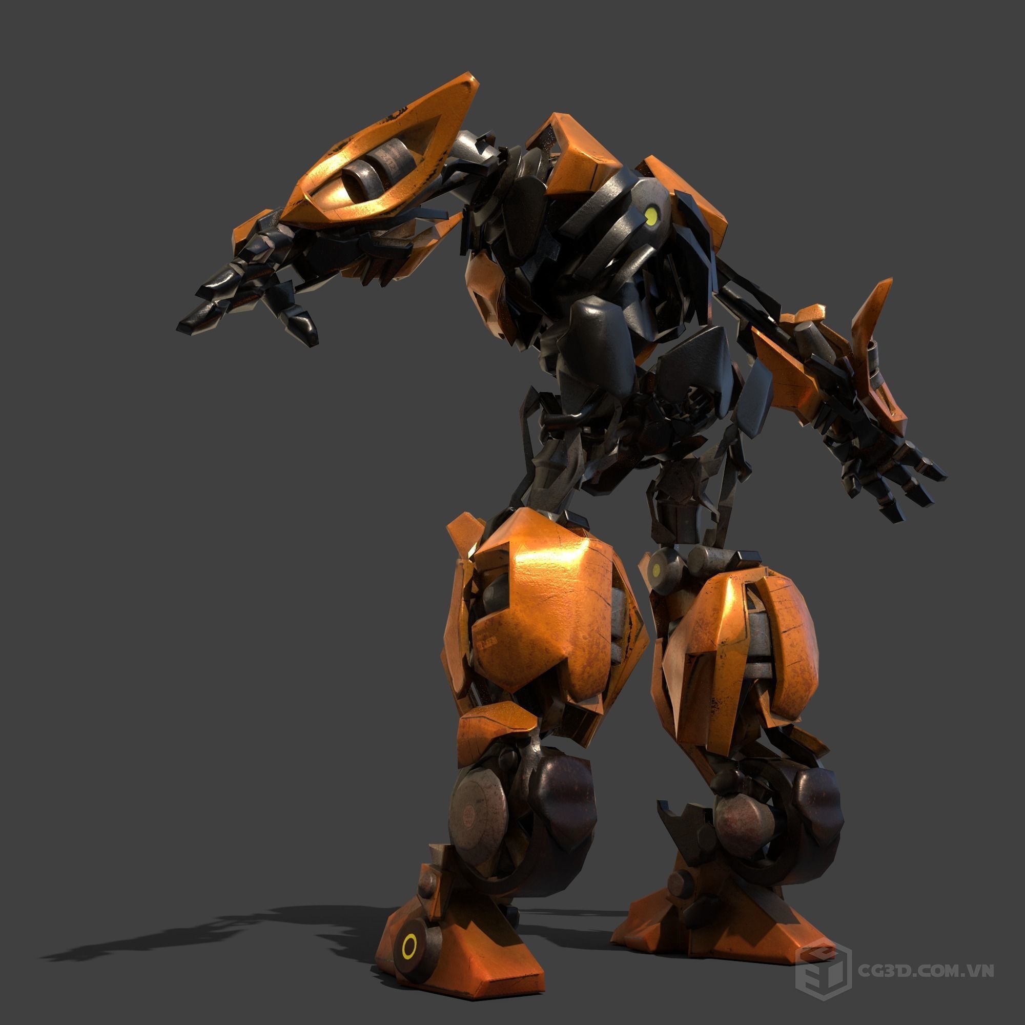 RoboTran orange and robot Low-poly 3D model_4