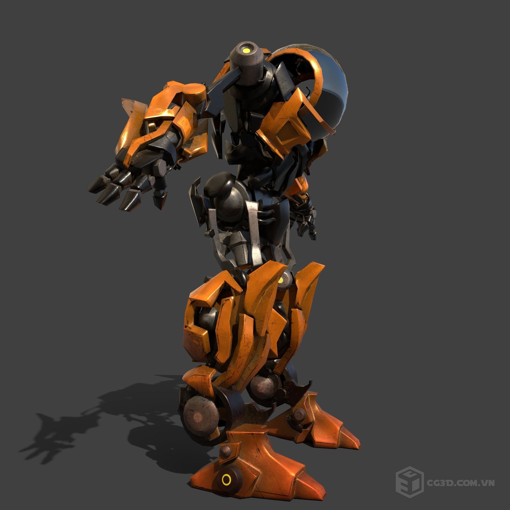 RoboTran orange and robot Low-poly 3D model_1