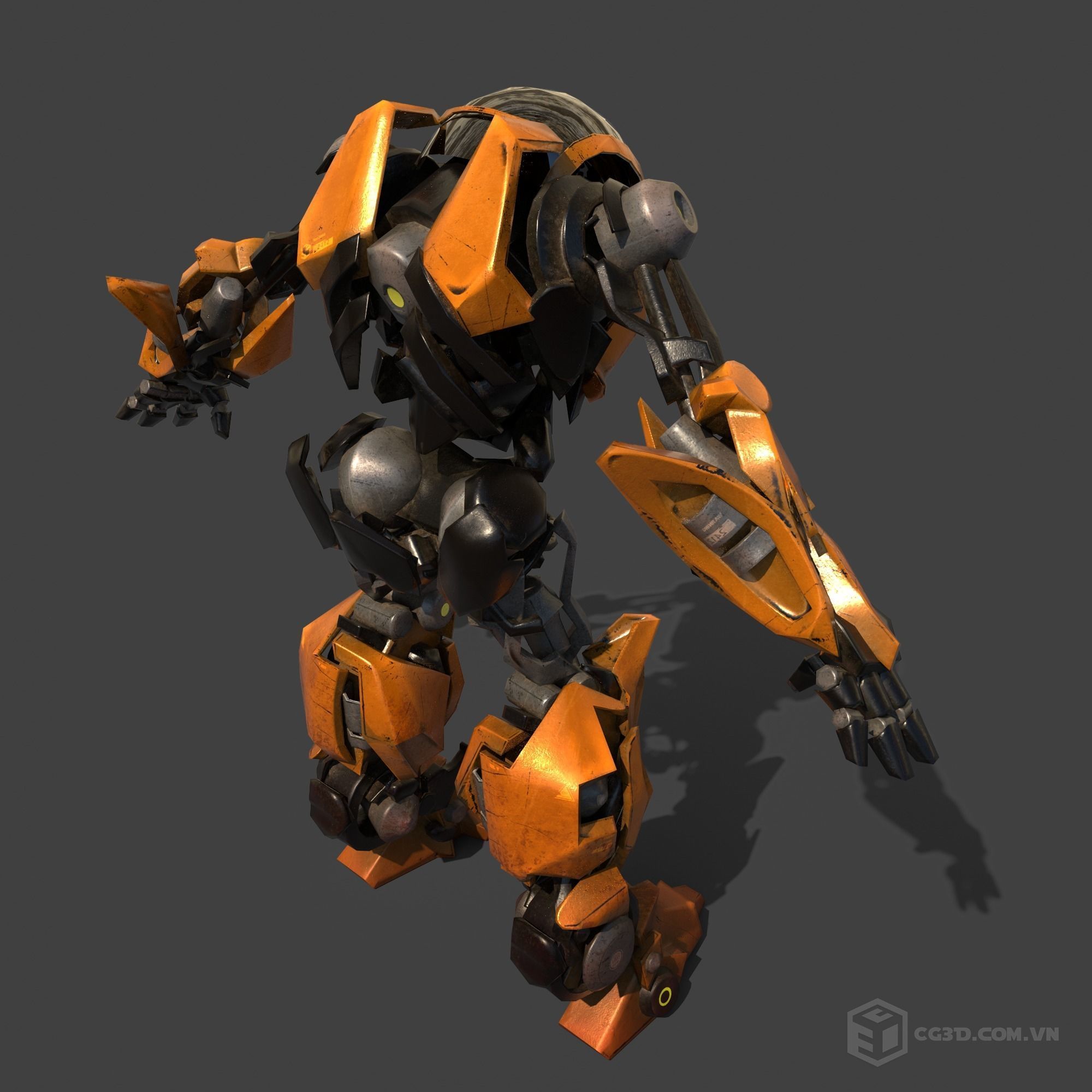 RoboTran orange and robot Low-poly 3D model_2
