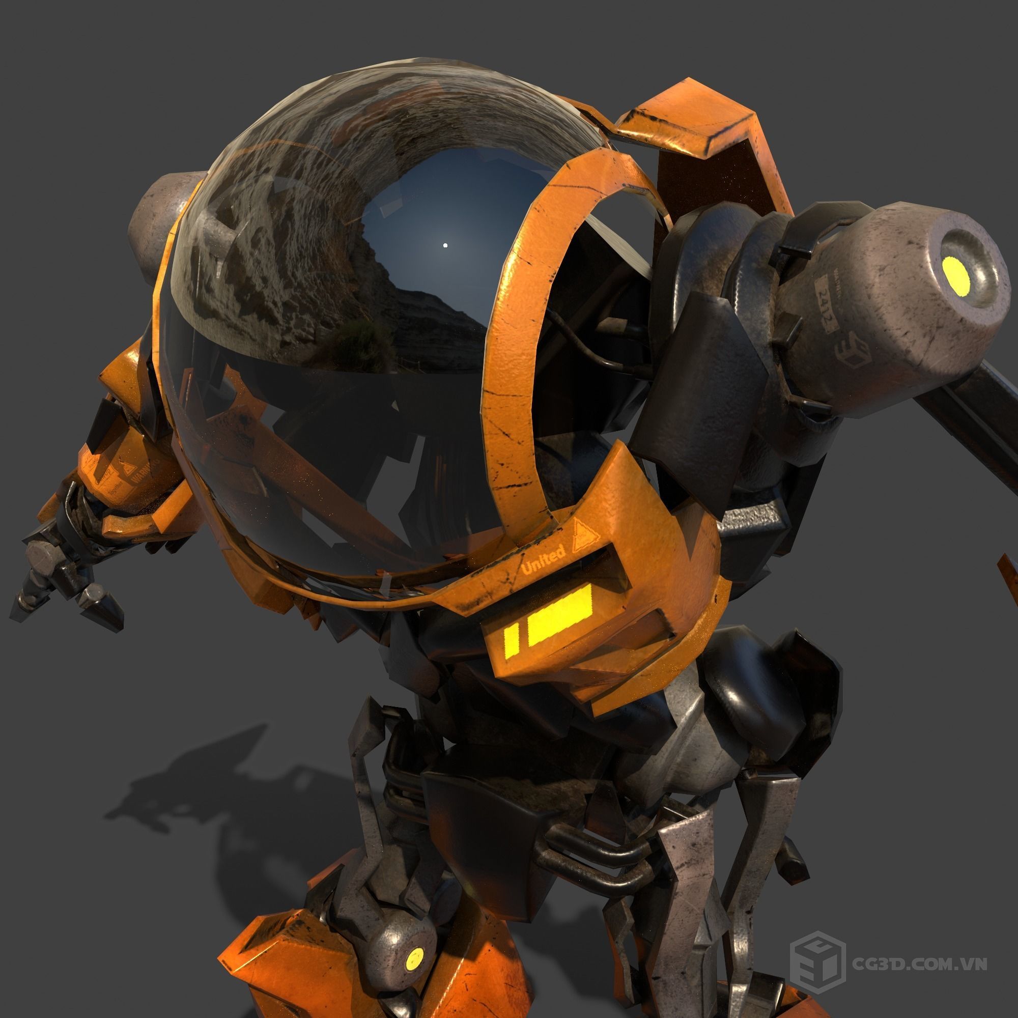 RoboTran orange and robot Low-poly 3D model_7