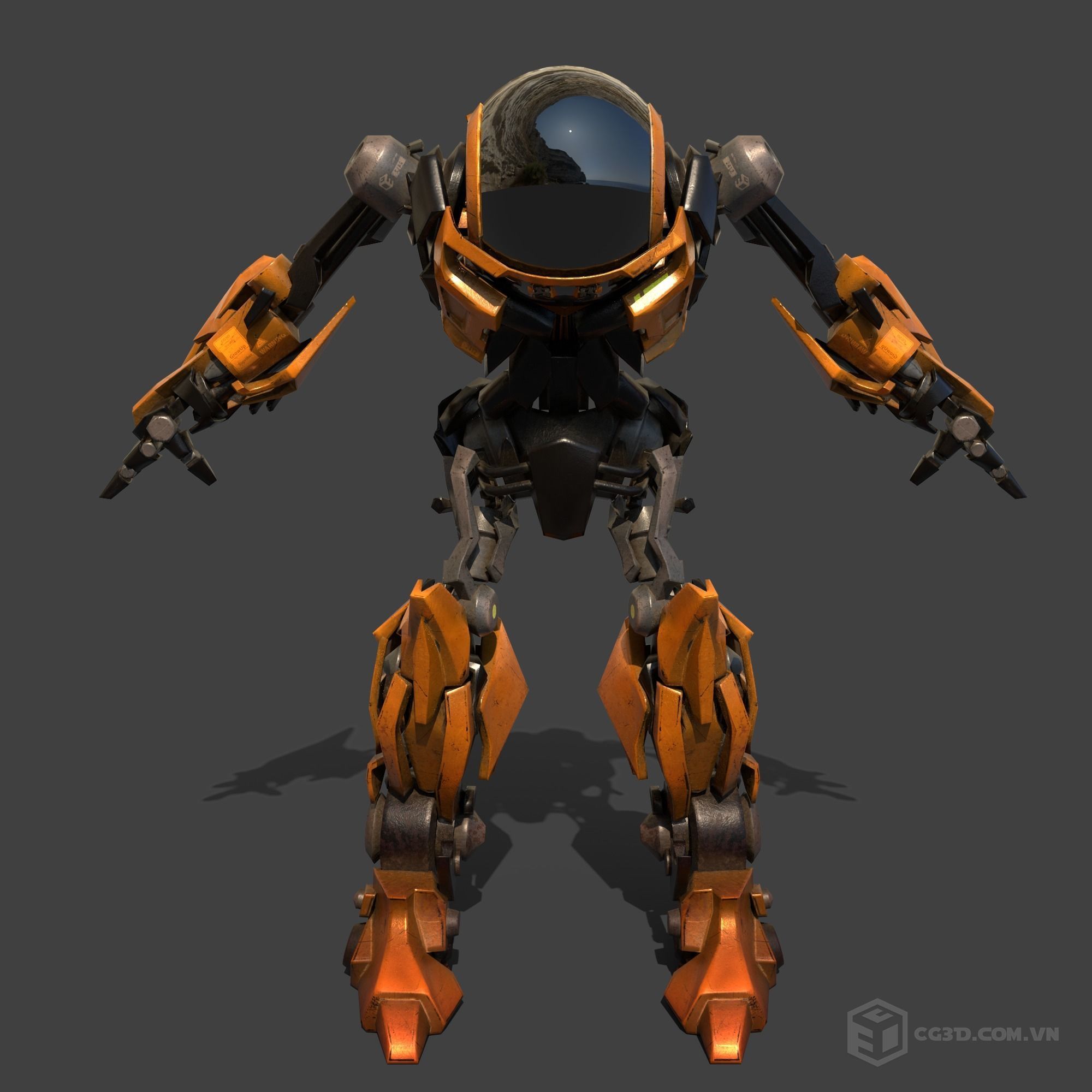 RoboTran orange and robot Low-poly 3D model_6