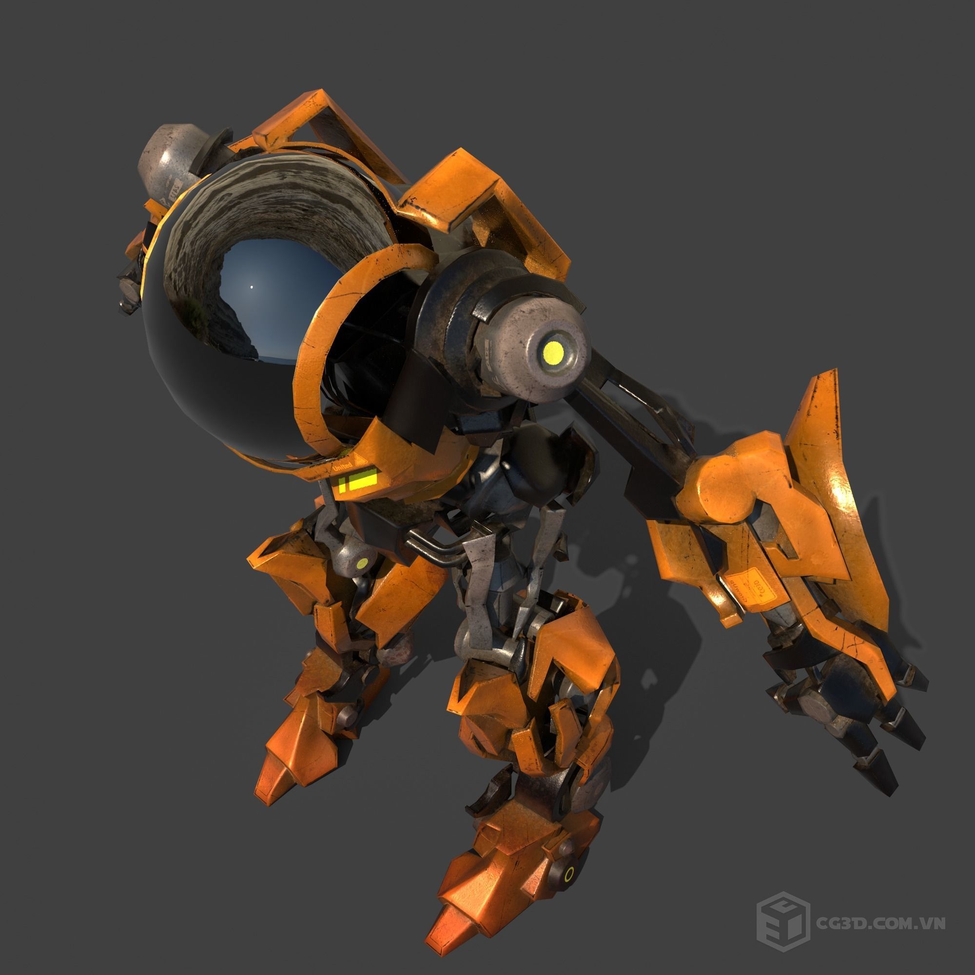 RoboTran orange and robot Low-poly 3D model_5