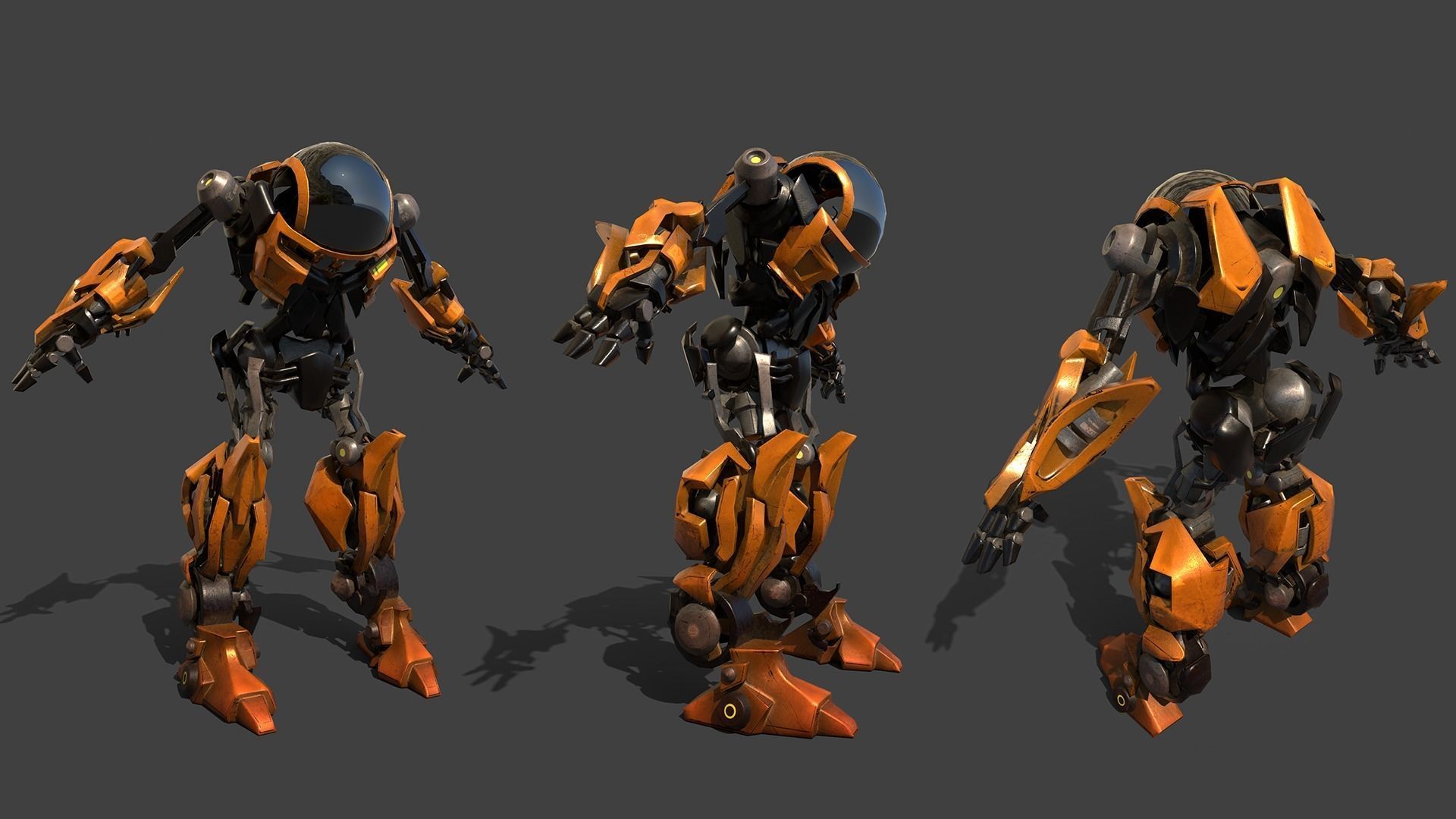 RoboTran orange and robot Low-poly 3D model_8