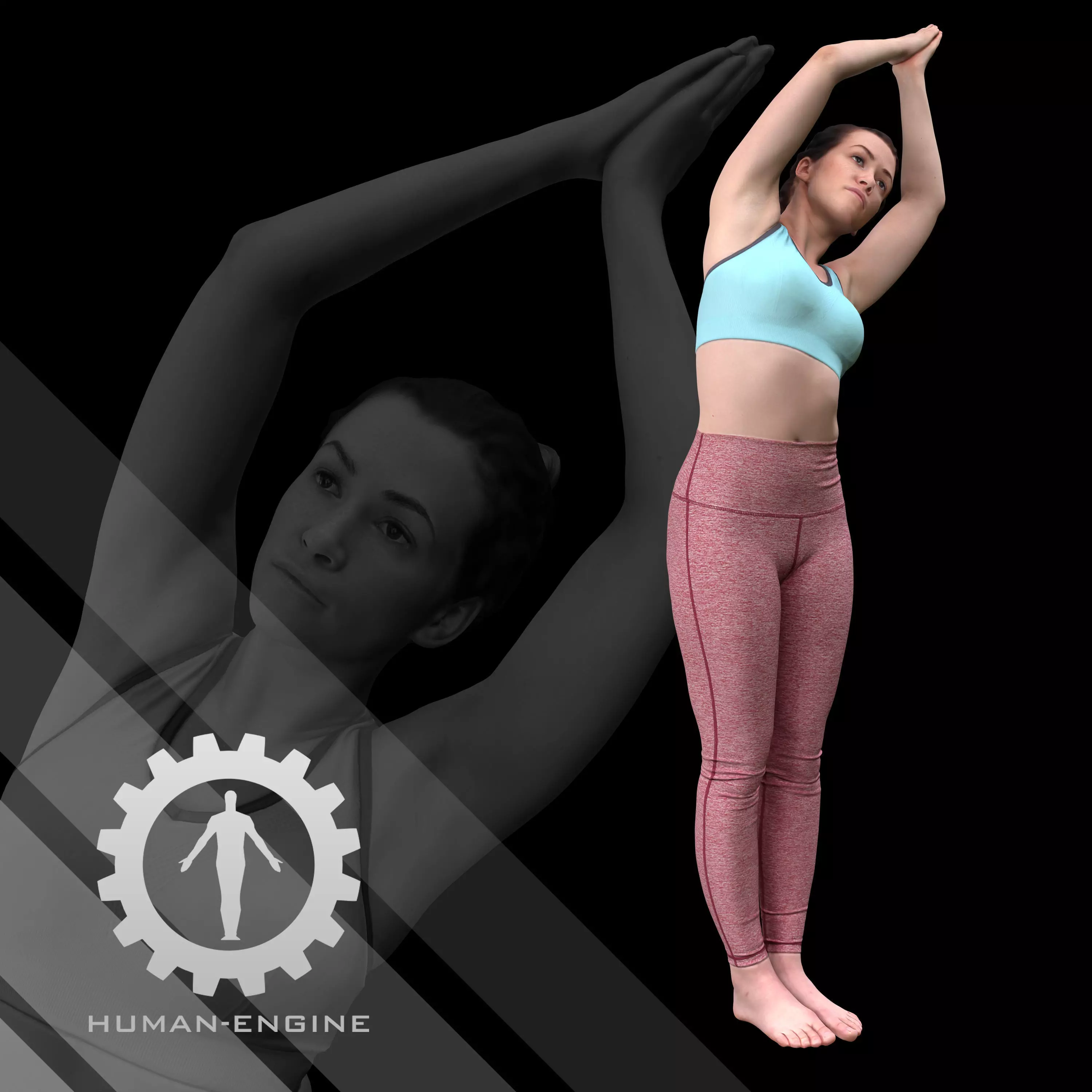 Female Scan - Katia 20 Exercise Pose Low-poly 3D model_0