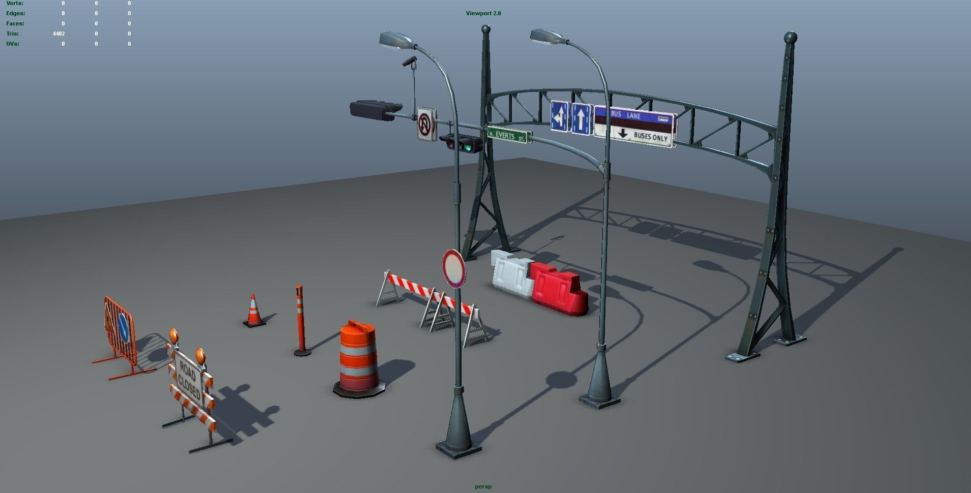 Road Objects pack - low poly Low-poly 3D model_17