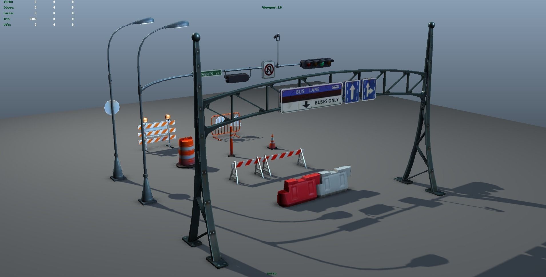 Road Objects pack - low poly Low-poly 3D model_19
