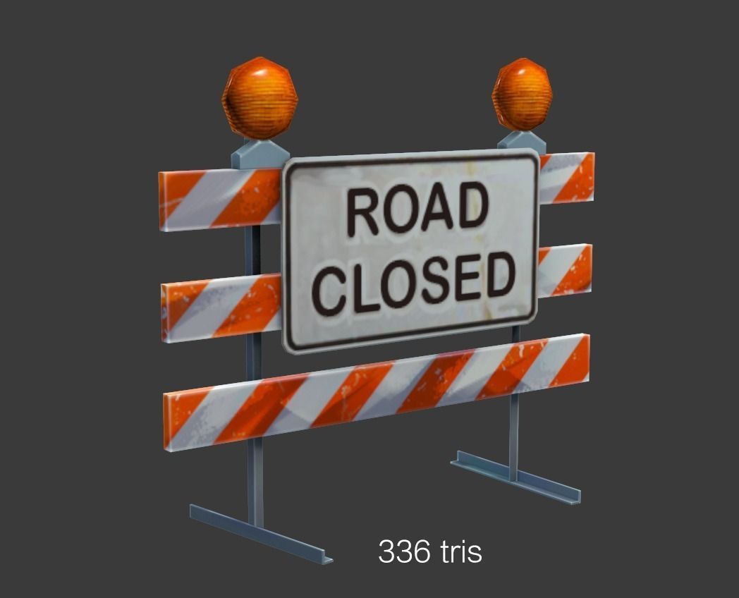 Road Objects pack - low poly Low-poly 3D model_6