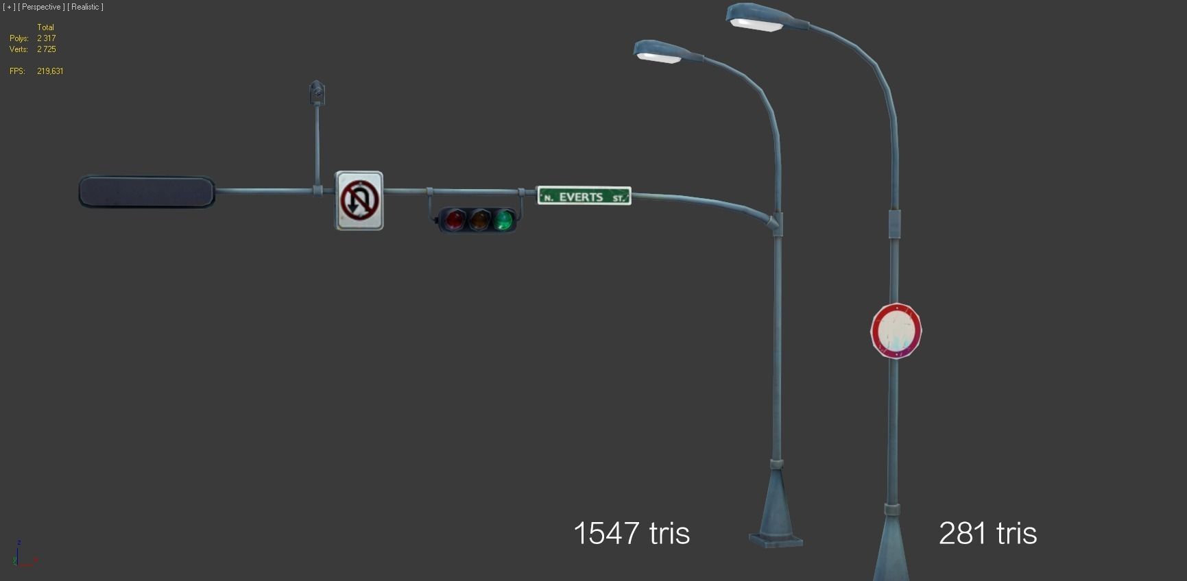 Road Objects pack - low poly Low-poly 3D model_9