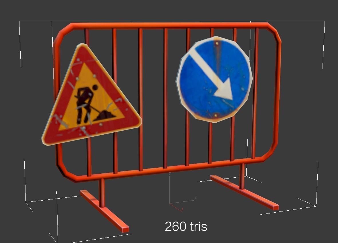 Road Objects pack - low poly Low-poly 3D model_8
