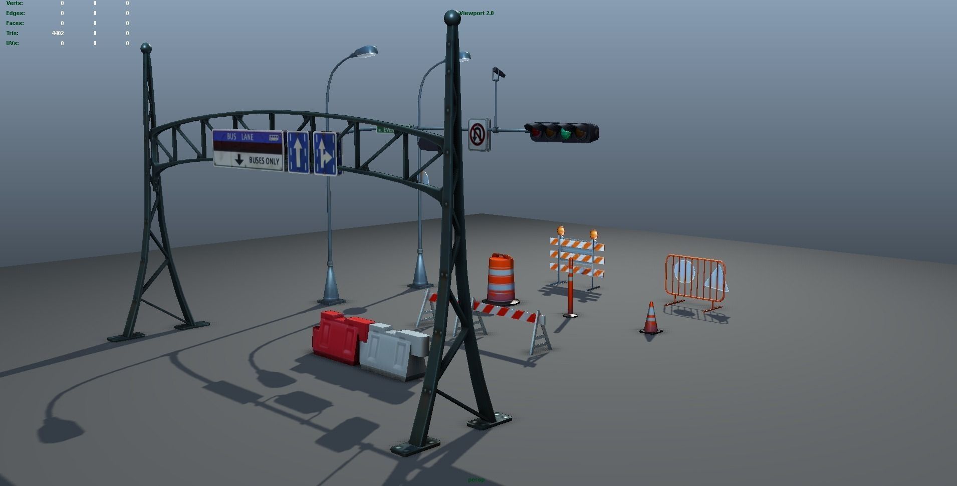 Road Objects pack - low poly Low-poly 3D model_18