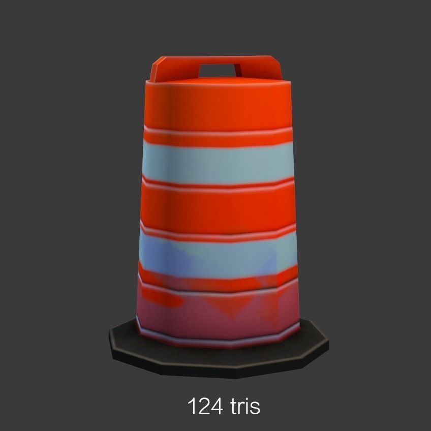 Road Objects pack - low poly Low-poly 3D model_5