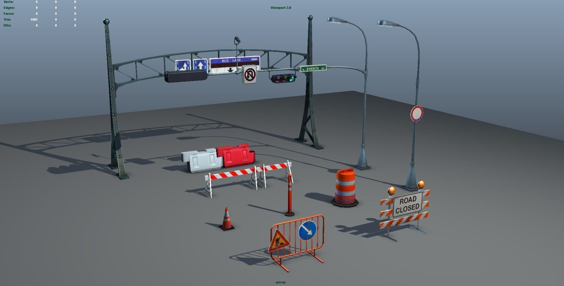 Road Objects pack - low poly Low-poly 3D model_16
