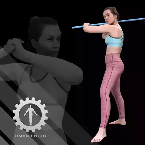 Female Scan - Katia 44 Holding a Stick Pose