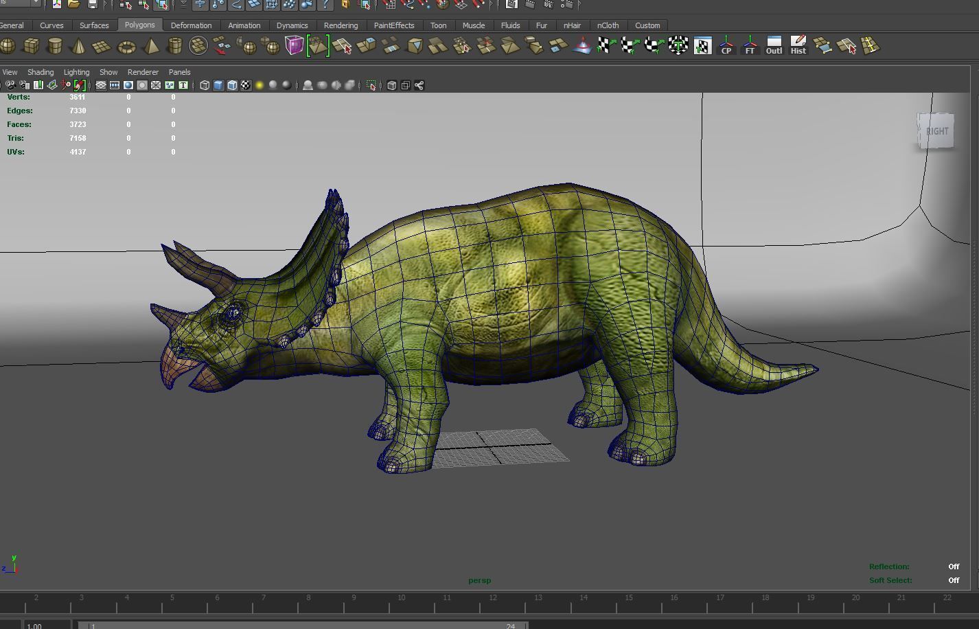 3D Green Triceratops dinosaur low poly  Low-poly 3D model_21