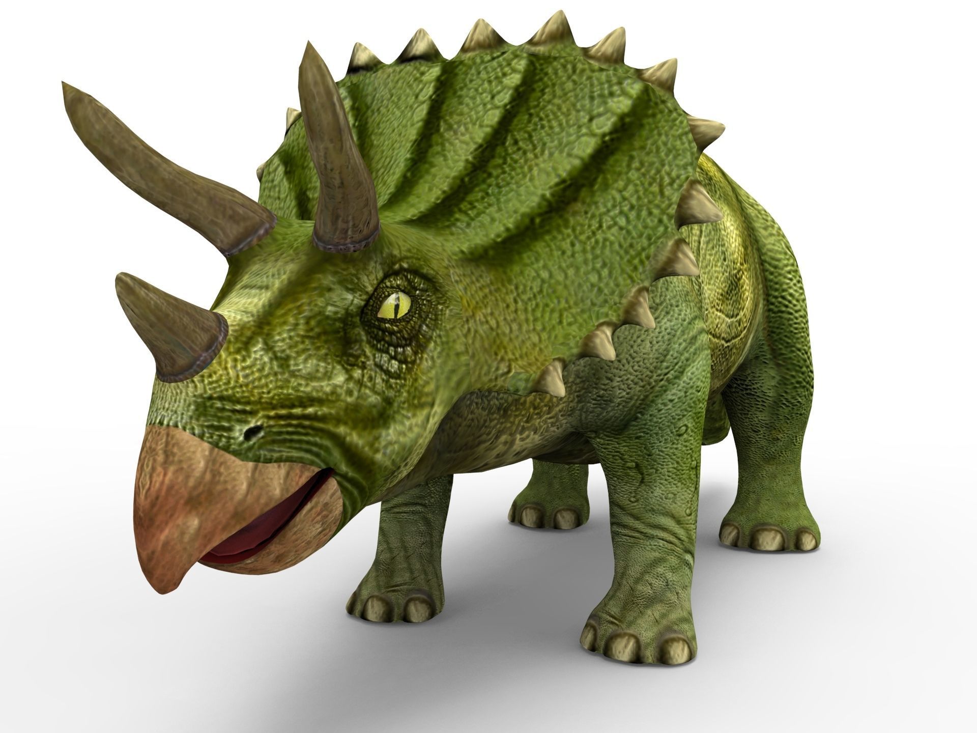 3D Green Triceratops dinosaur low poly  Low-poly 3D model_12