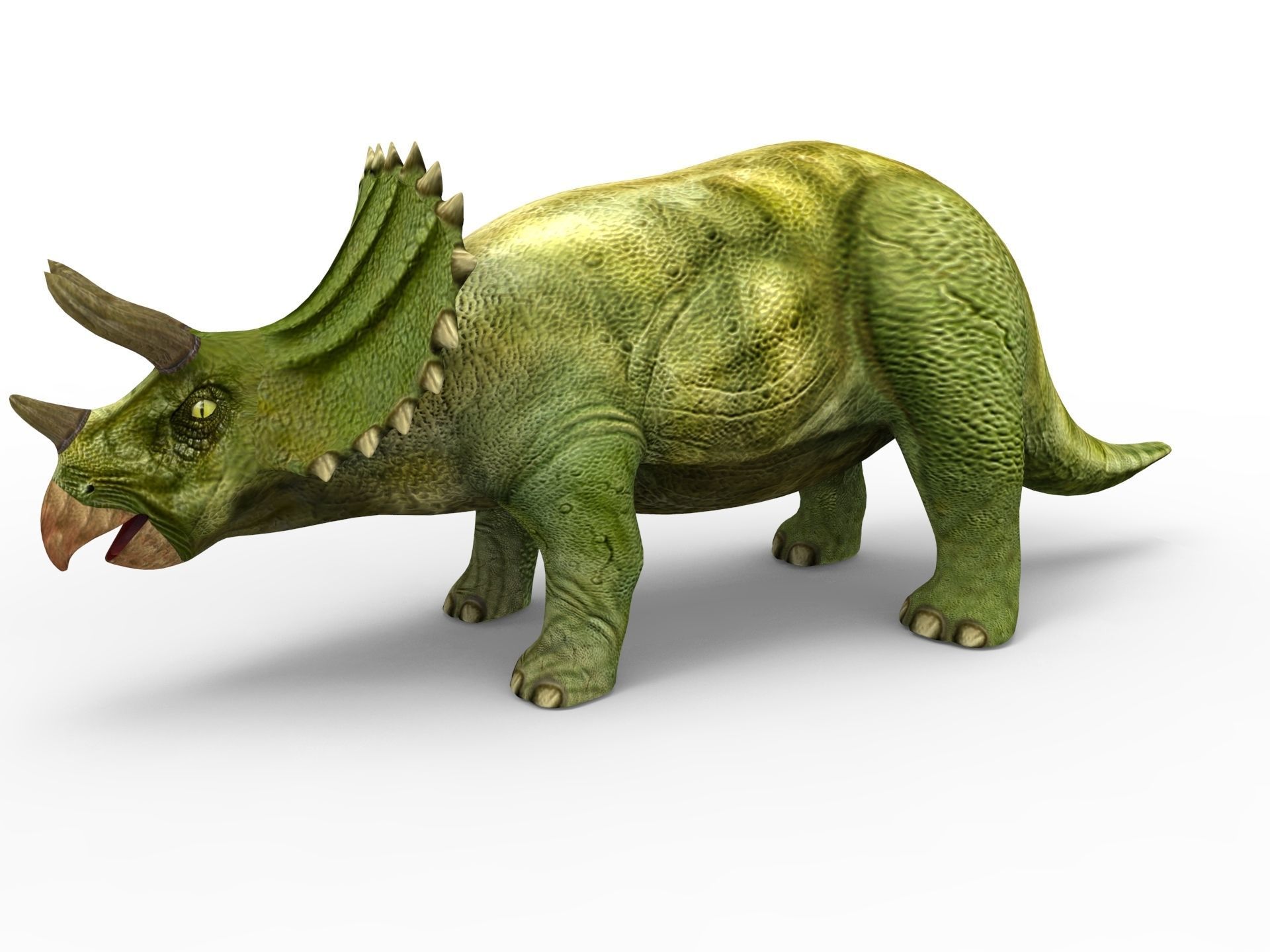 3D Green Triceratops dinosaur low poly  Low-poly 3D model_1