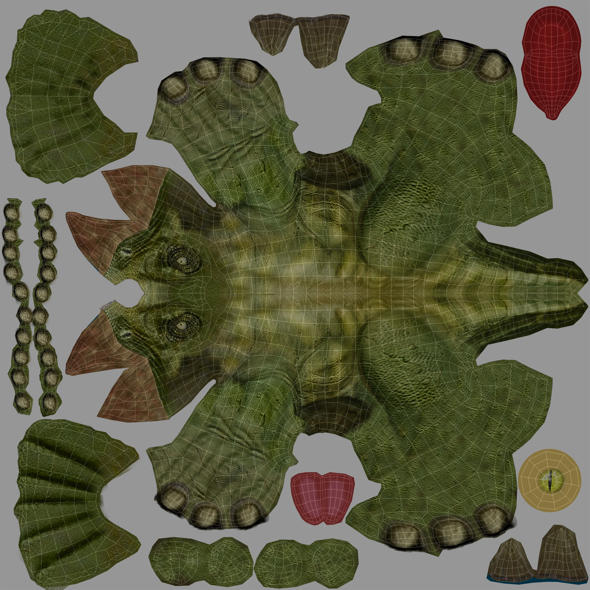 3D Green Triceratops dinosaur low poly  Low-poly 3D model_22