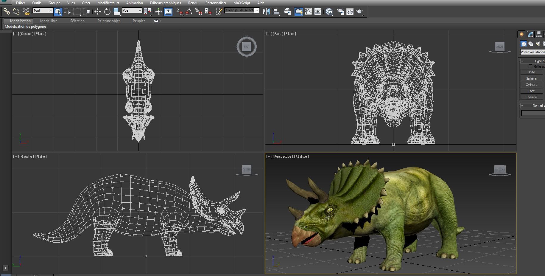 3D Green Triceratops dinosaur low poly  Low-poly 3D model_18