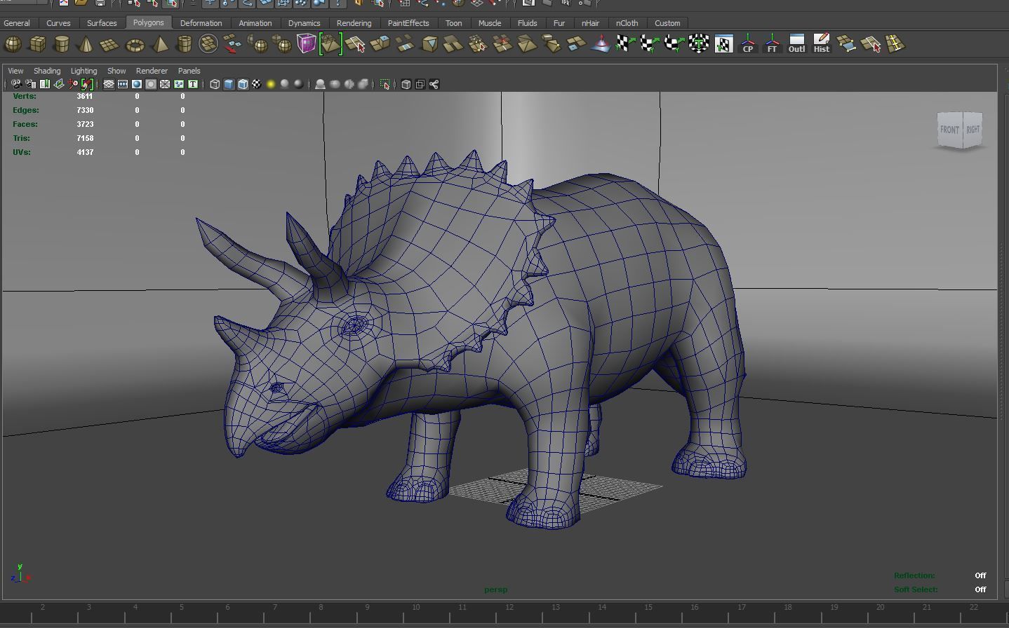 3D Green Triceratops dinosaur low poly  Low-poly 3D model_20