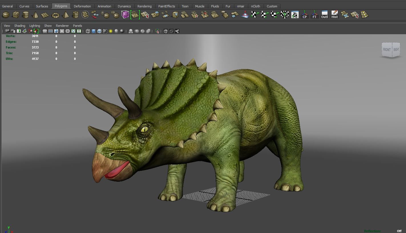 3D Green Triceratops dinosaur low poly  Low-poly 3D model_19