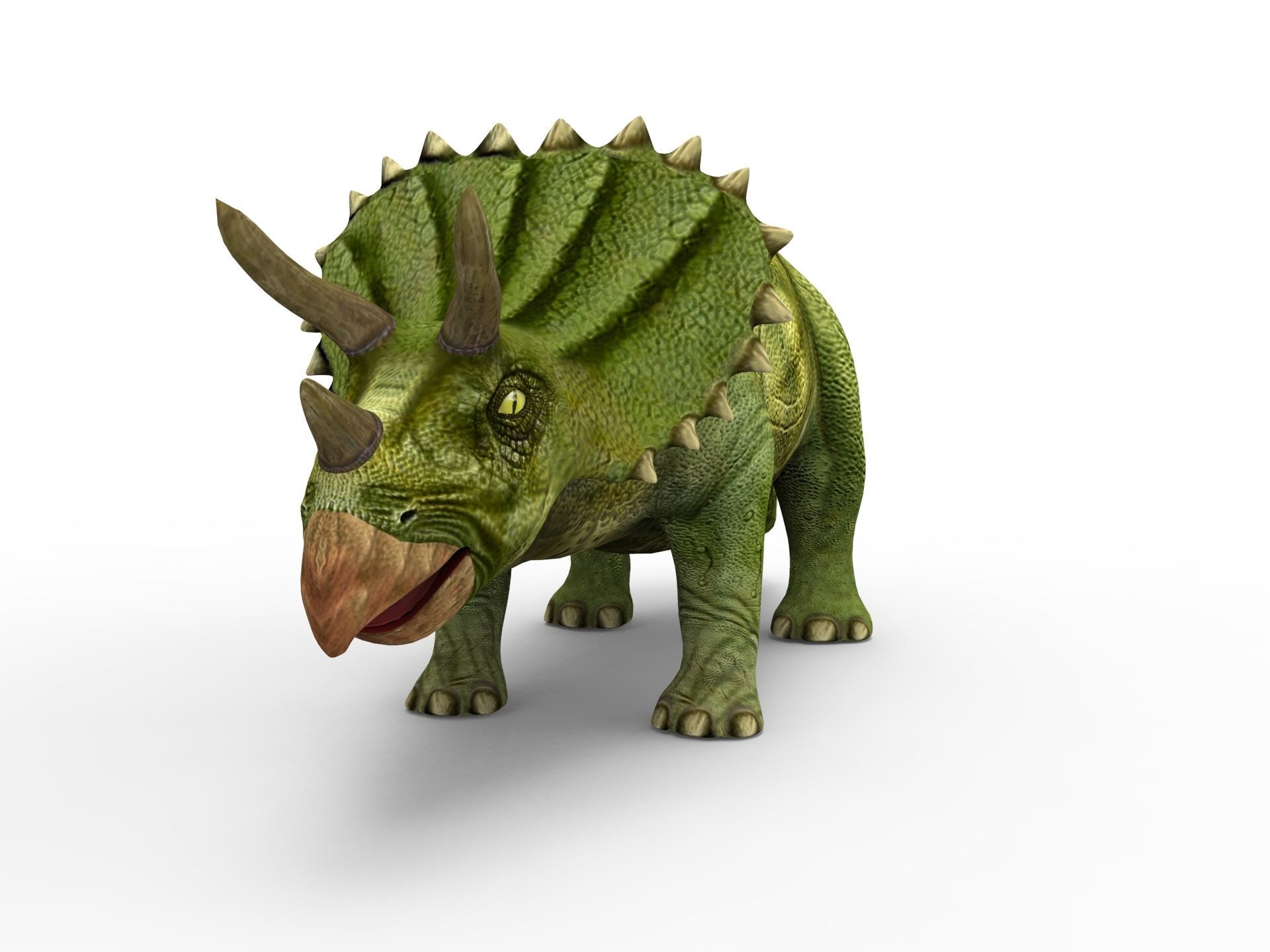 3D Green Triceratops dinosaur low poly  Low-poly 3D model_2
