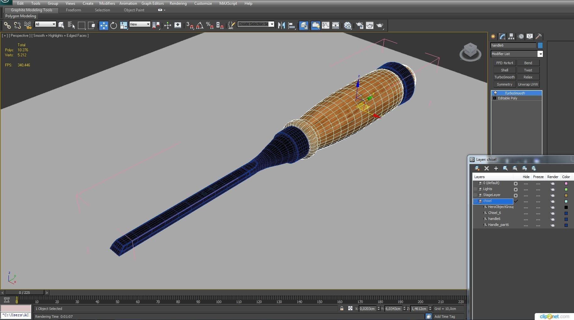 Straight chisel 6 mm 3D model_11
