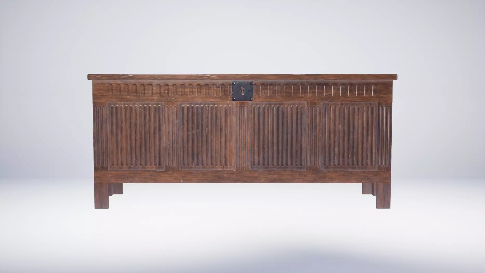 17th Century Wooden Chest Low-poly 3D model_0