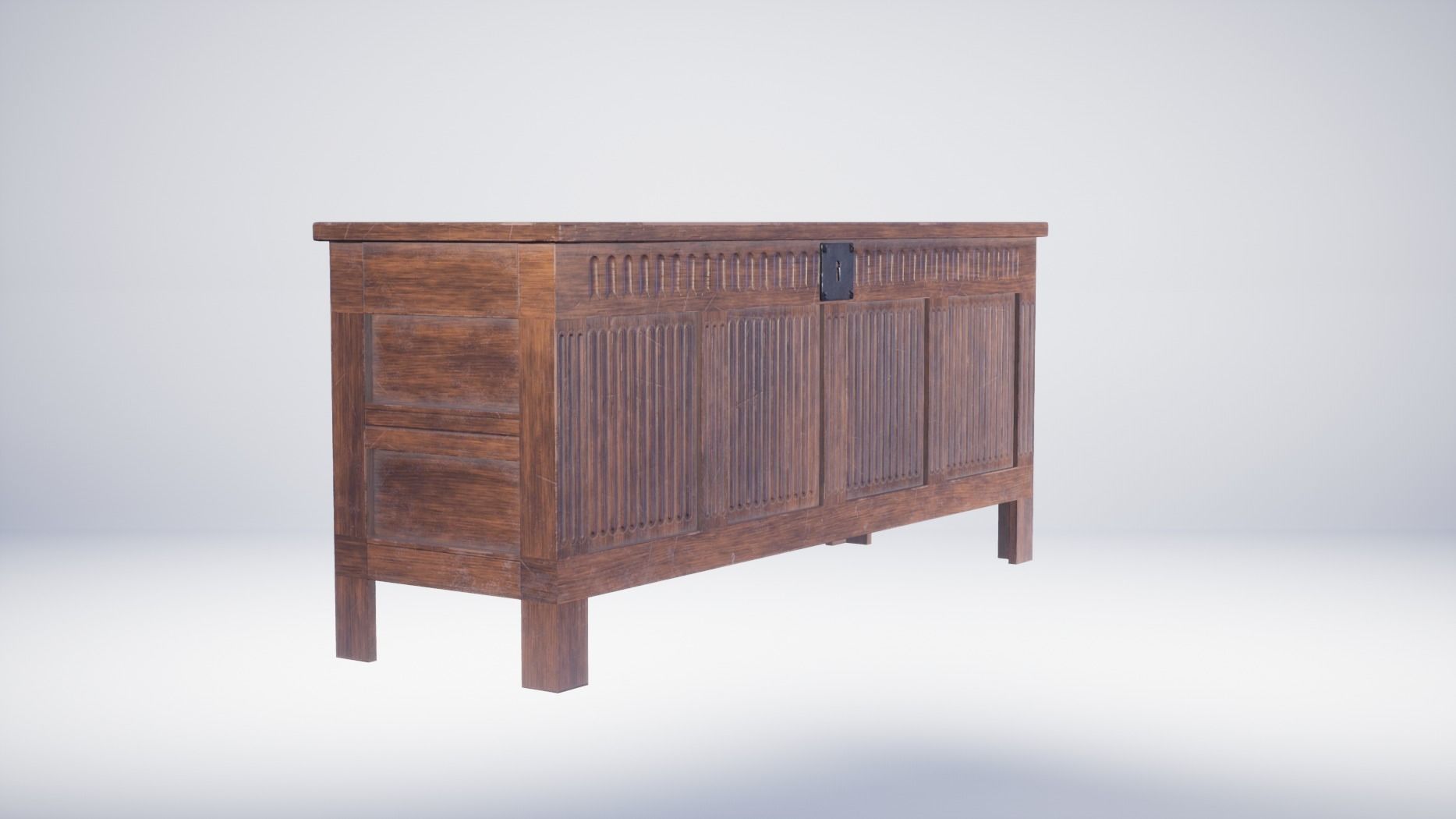 17th Century Wooden Chest Low-poly 3D model_1