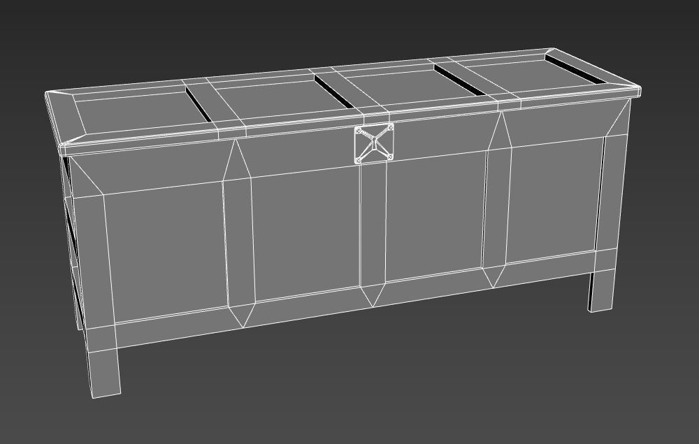 17th Century Wooden Chest Low-poly 3D model_4