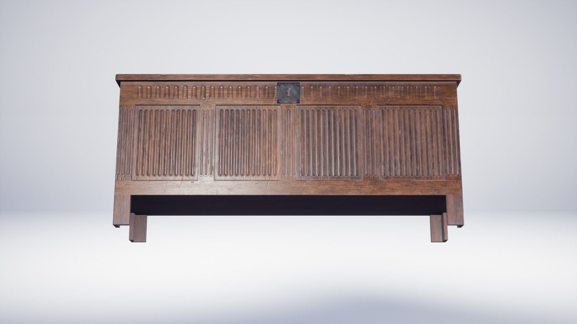 17th Century Wooden Chest Low-poly 3D model_3