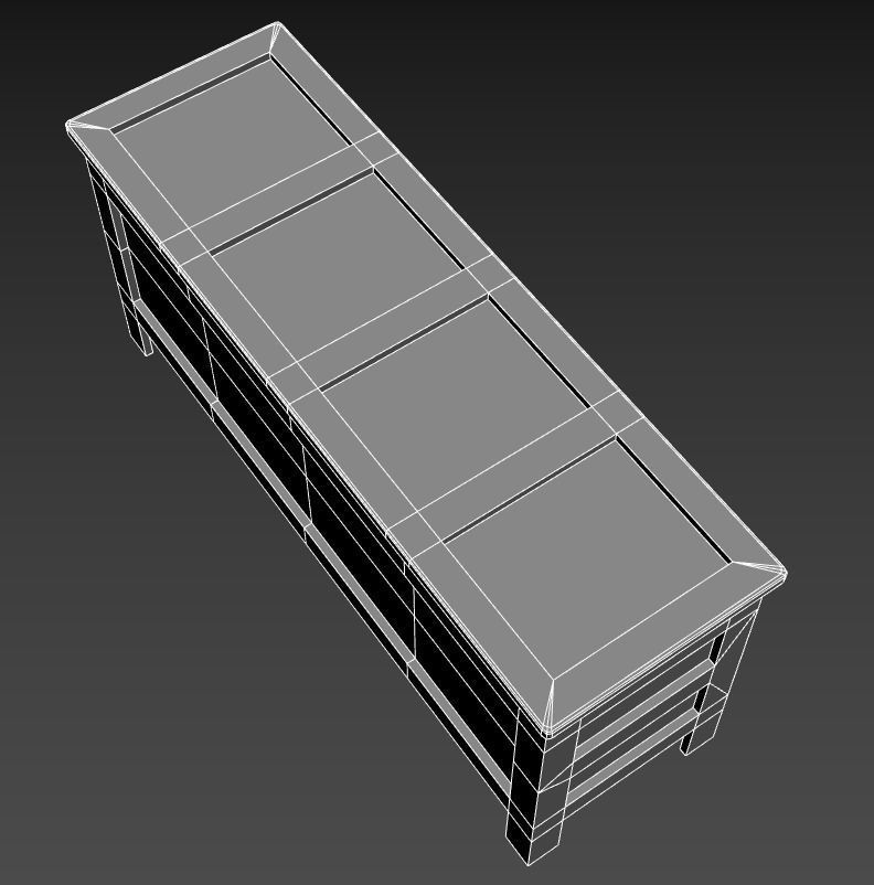 17th Century Wooden Chest Low-poly 3D model_5