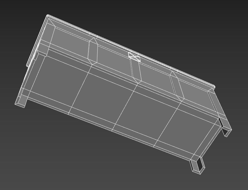 17th Century Wooden Chest Low-poly 3D model_6