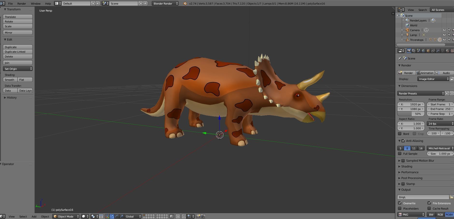 3D Cartoon Triceratops dinosaur 3D model_19