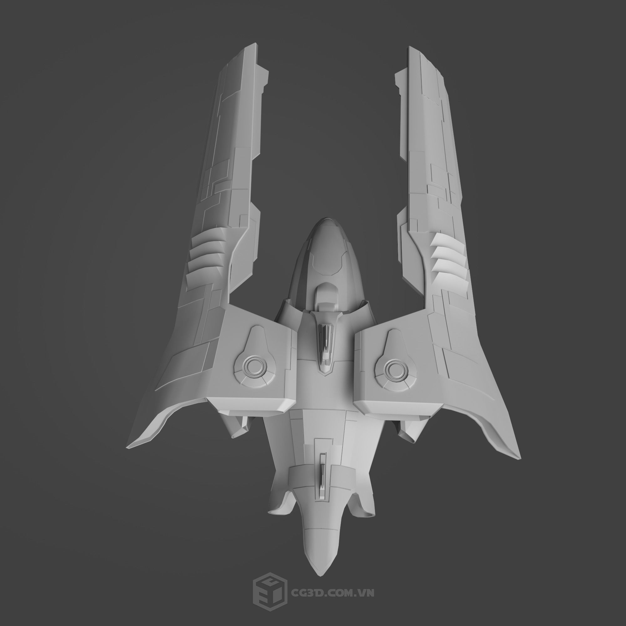 Spaceship fighter jet Low-poly 3D model_5