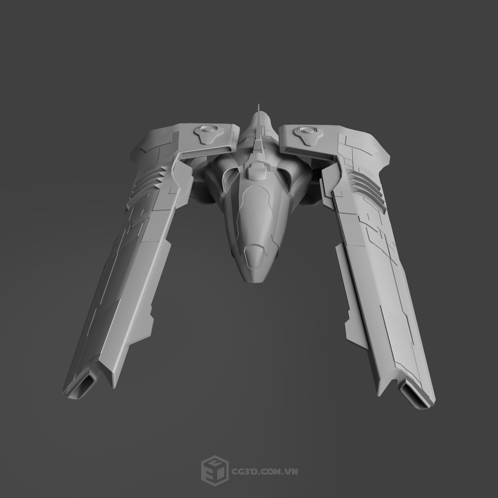 Spaceship fighter jet Low-poly 3D model_4