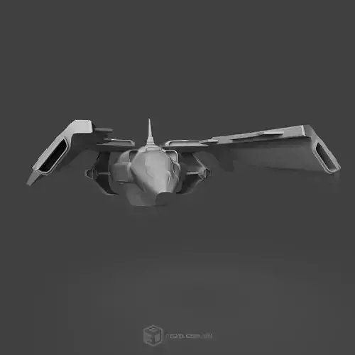 Spaceship fighter jet Low-poly 3D model